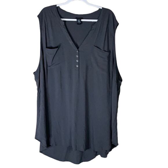 Torrid Challis Button Sleeveless Tank Top Solid Gray Size 5 5X - Picture 1 of 10